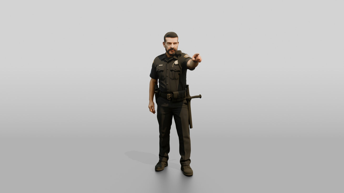 Police Officer Pointing Toward the Distance