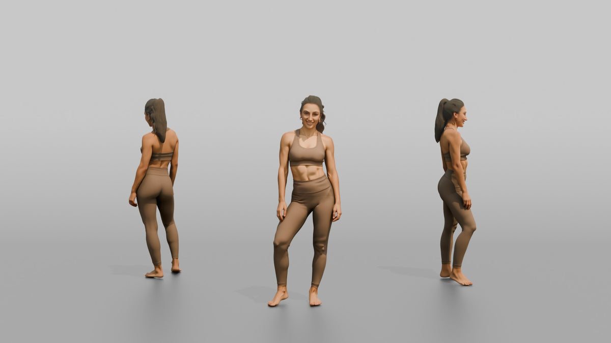 Fitness Influencer Woman Standing With A Slight Hip Pop - 3D character model, view 1