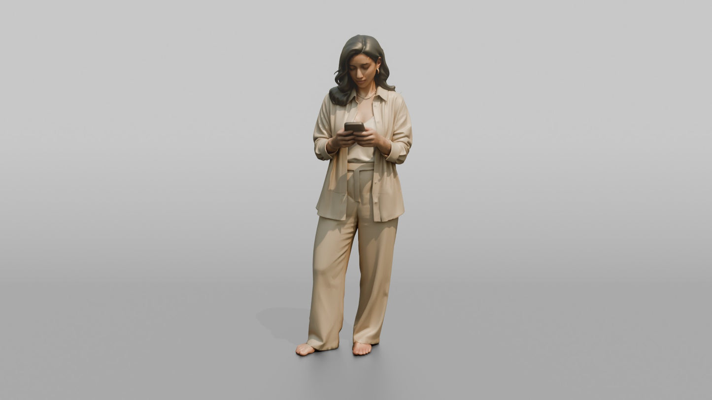 Vacationer Wearing Chic Beige Linen Set
