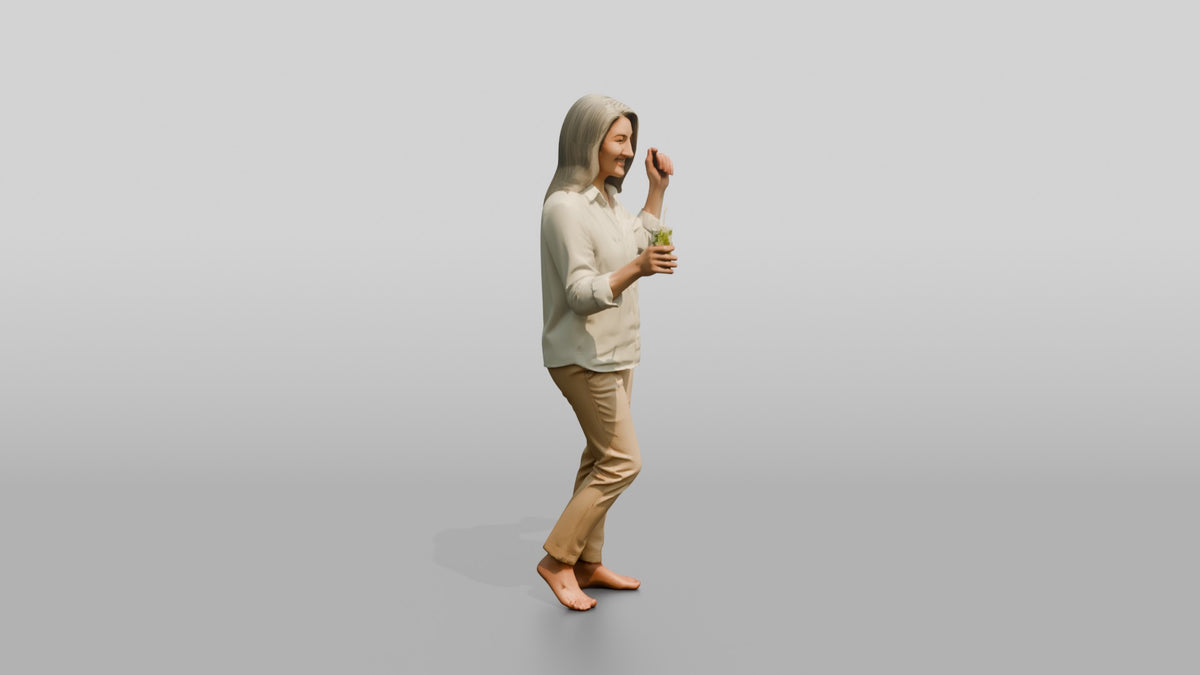 Woman Dancing with Cocktails - 3D character model, view 2