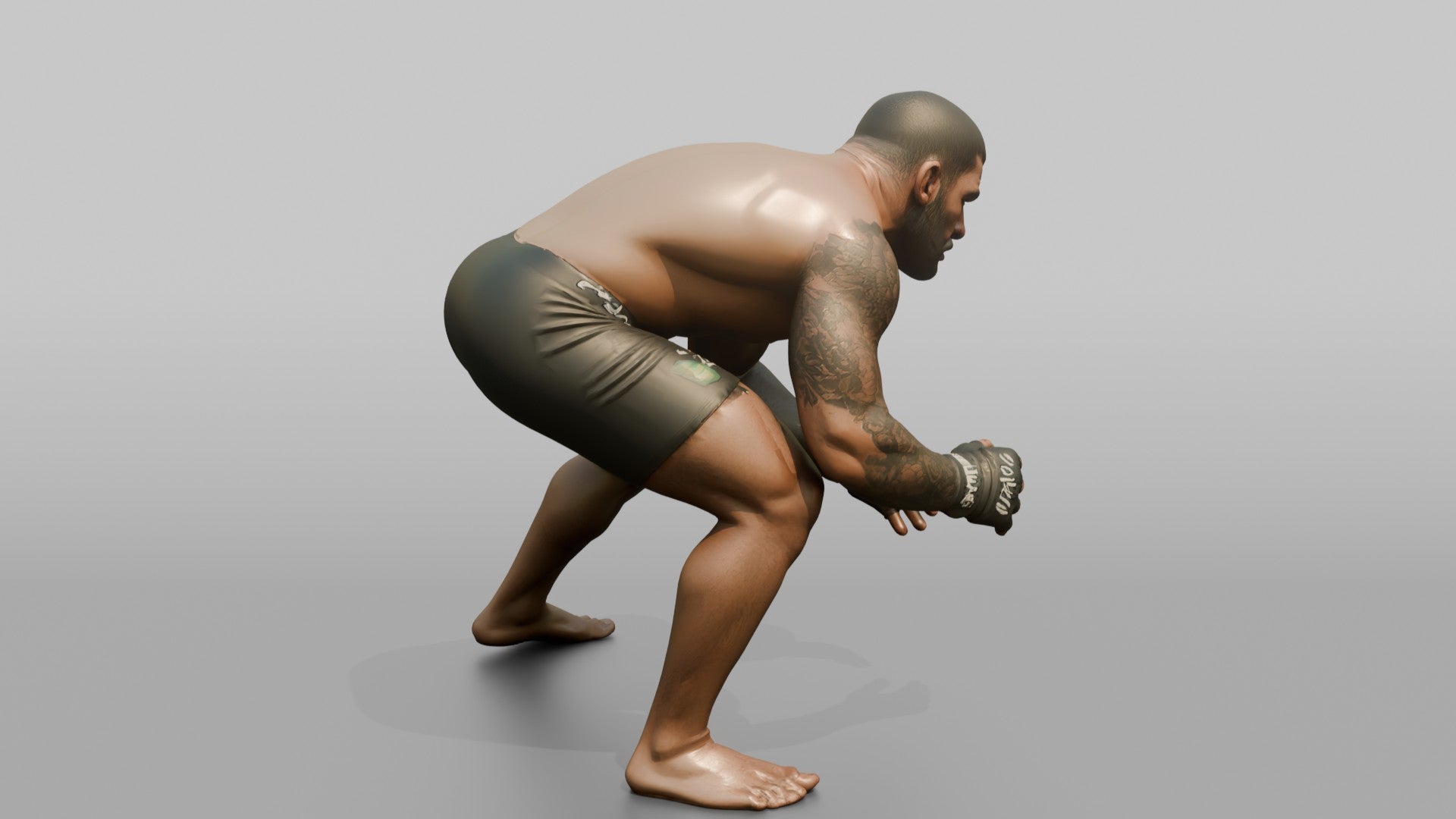 BJJ Fighter Predatory Low Wrestling Stance