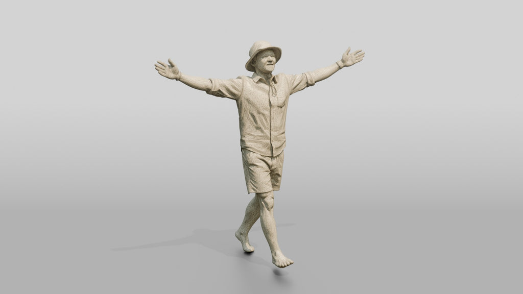 Man Stretching Arms in Ocean Breeze