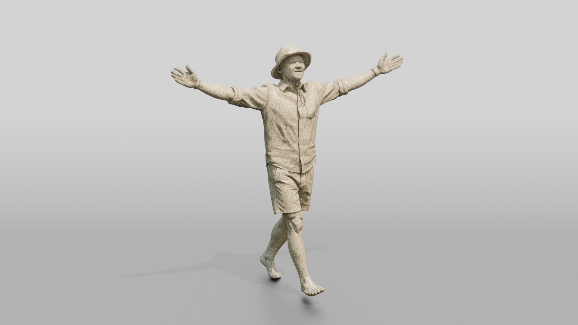 Man Stretching Arms in Ocean Breeze