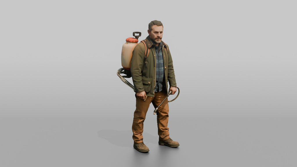 Farmer Carrying Pressurized Pesticide Backpack Sprayer