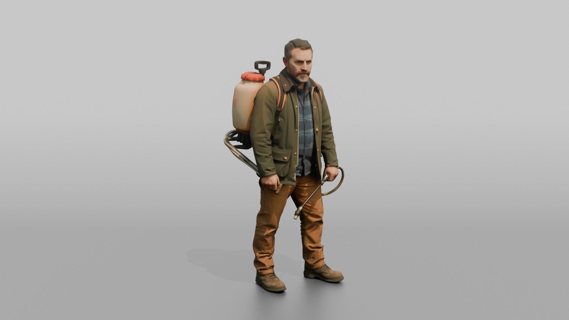 Farmer Carrying Pressurized Pesticide Backpack Sprayer