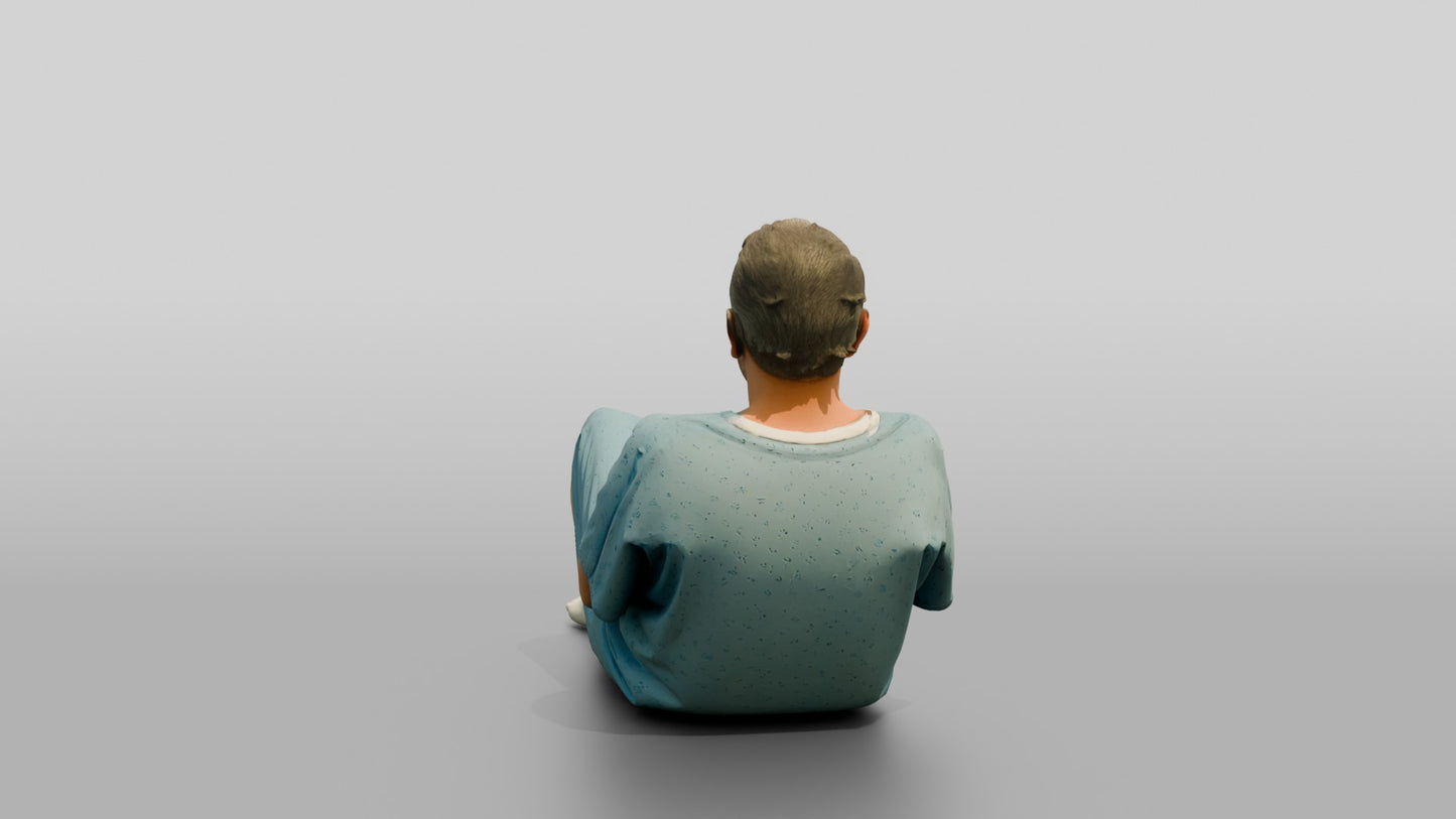 Elderly Man Patient Reclining with Arms Crossed
