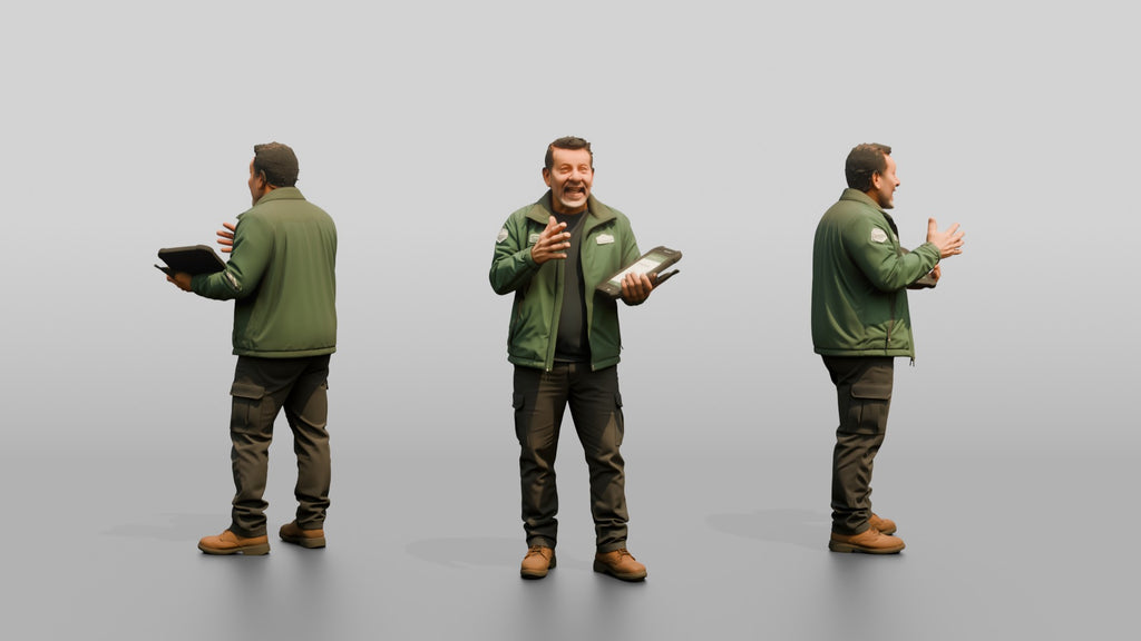 Courier Holding Tablet