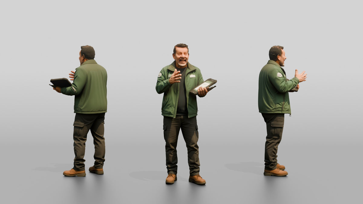 Courier Holding Tablet - 3D character model