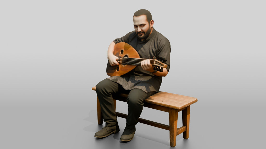 Oud Player Strumming Acoustic Oud