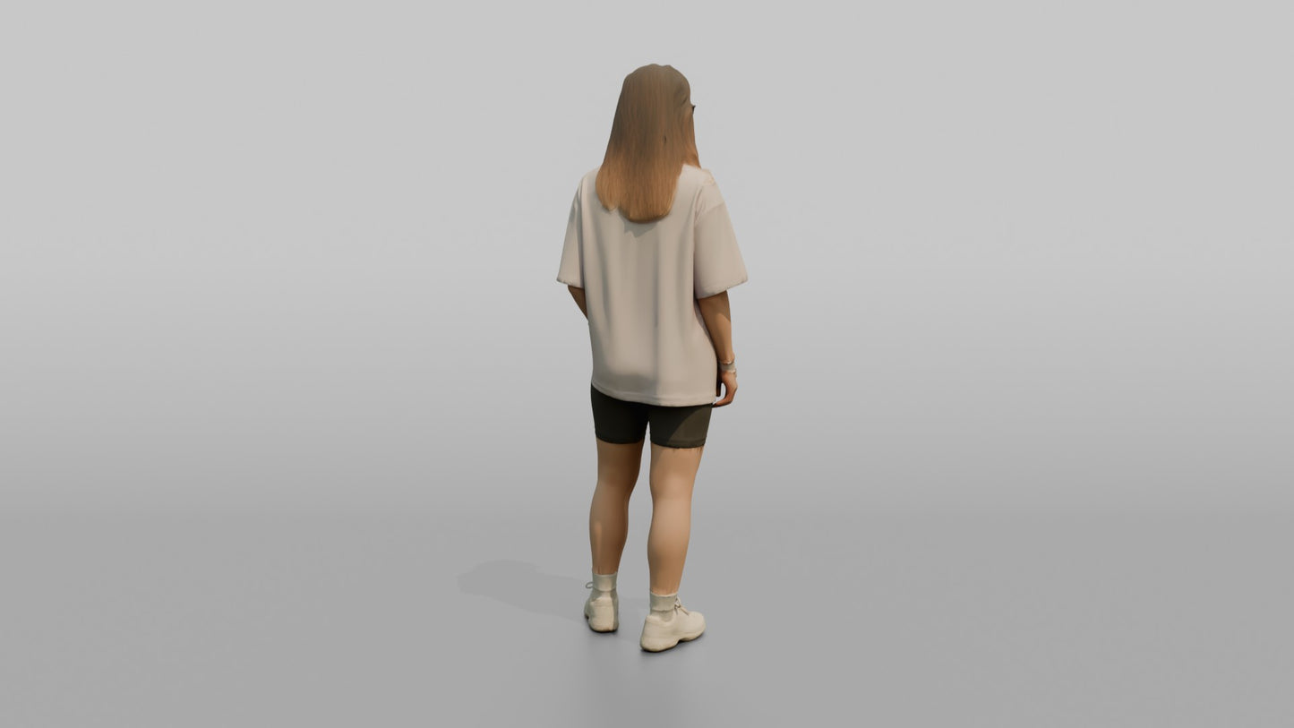 Woman Standing in a Pastel Oversized T-Shirt