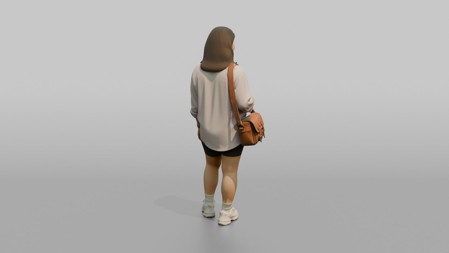 Vacationer Wearing Oversized Pastel Shirt And Bike Shorts