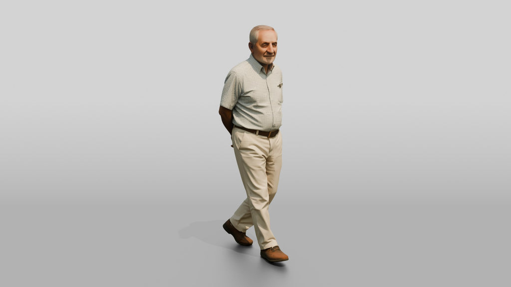 Elderly Turkish Man Walking with Hands Behind His Back