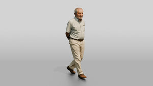 Elderly Turkish Man Walking with Hands Behind His Back - 3D character model, view 1