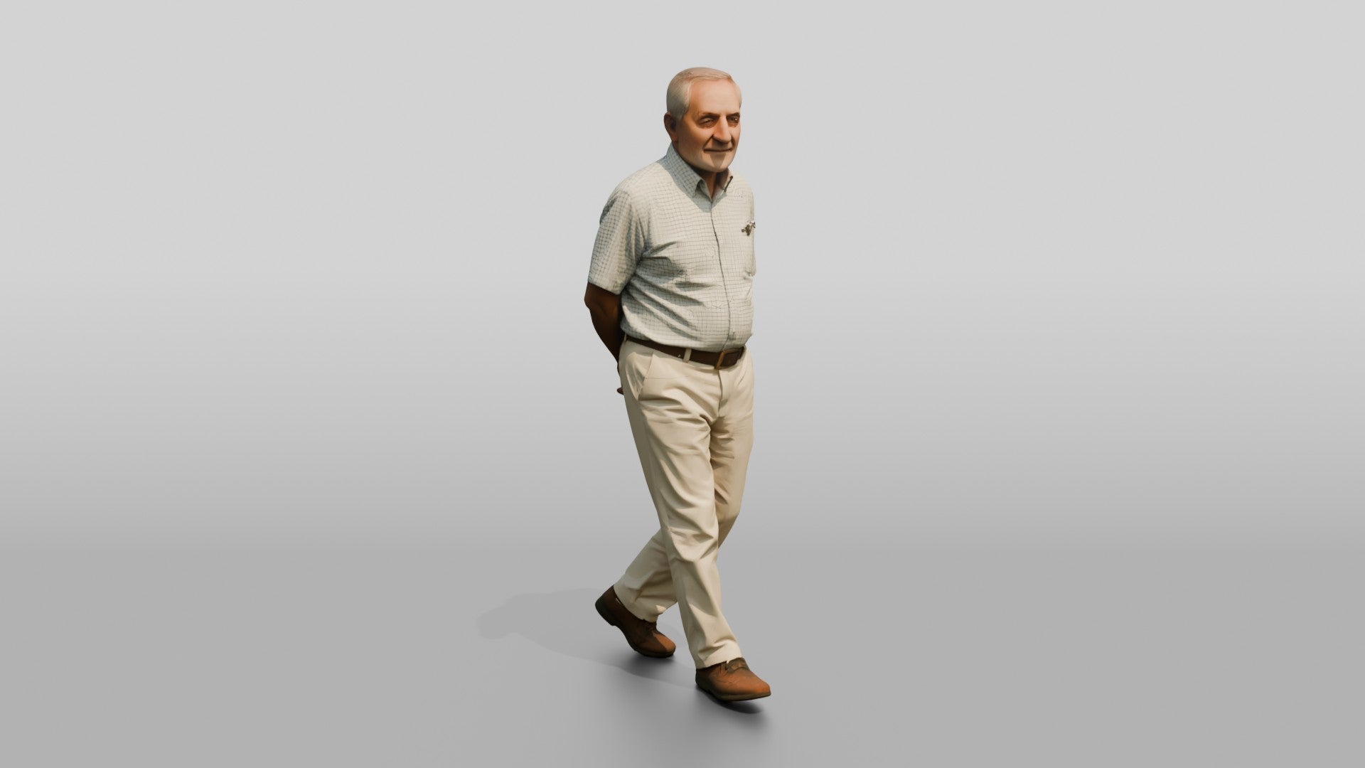 Elderly Turkish Man Walking with Hands Behind His Back