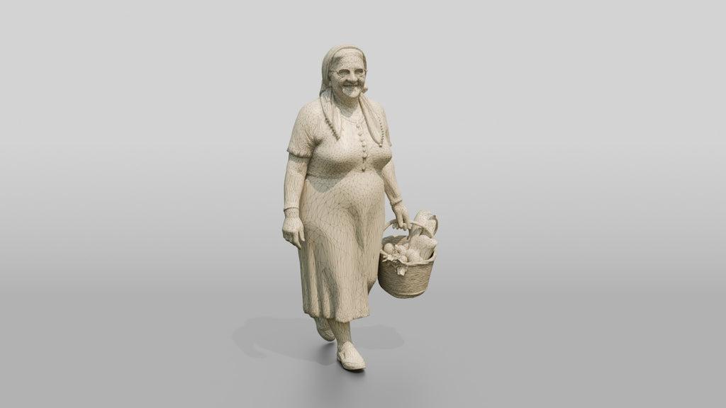 Elderly Plus-Size Turkish Woman with a Market Basket