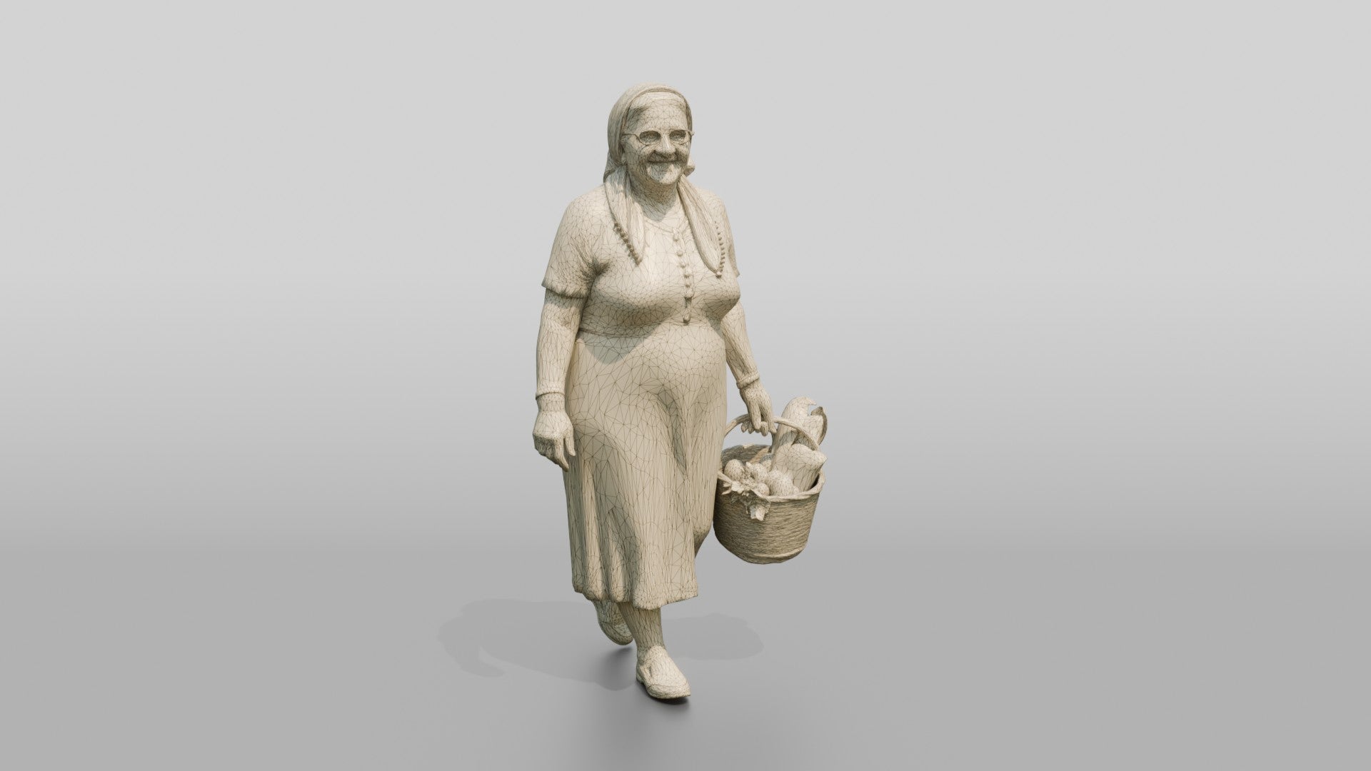 Elderly Plus-Size Turkish Woman with a Market Basket