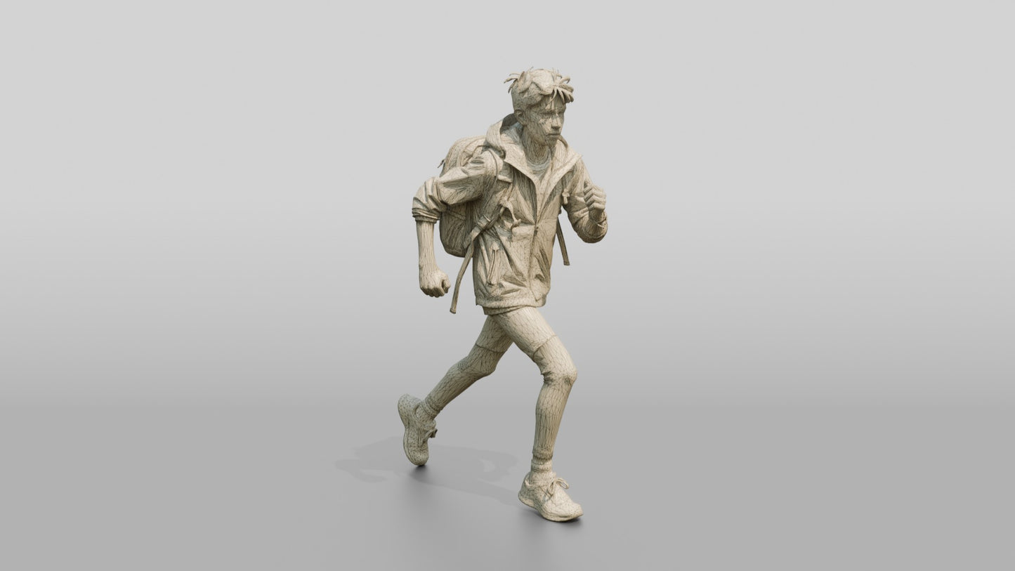 South Asian Teen Boy Running with Backpack