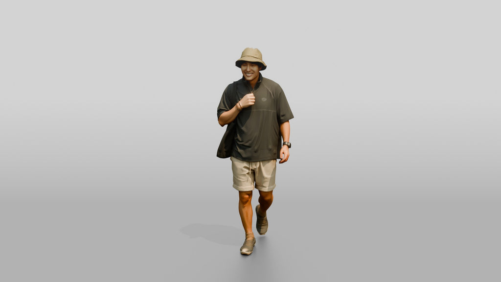 Man Unzipping High Collar of Surf Shirt