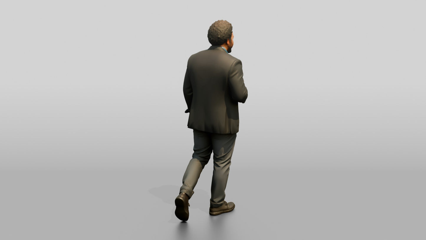 Man Walking with Coffee in the Hallway
