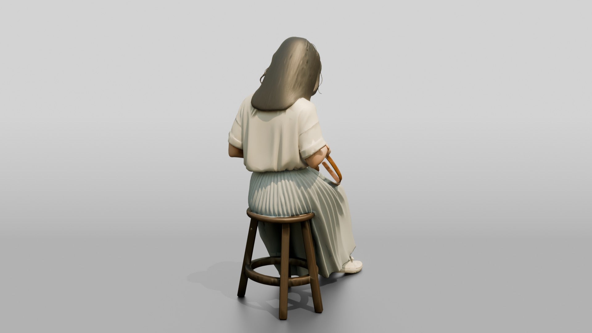 Woman Sitting with Designer Pouch