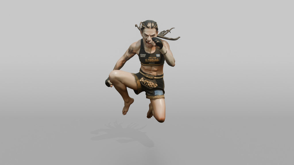 MMA Fighter Aggressive Flying Knee