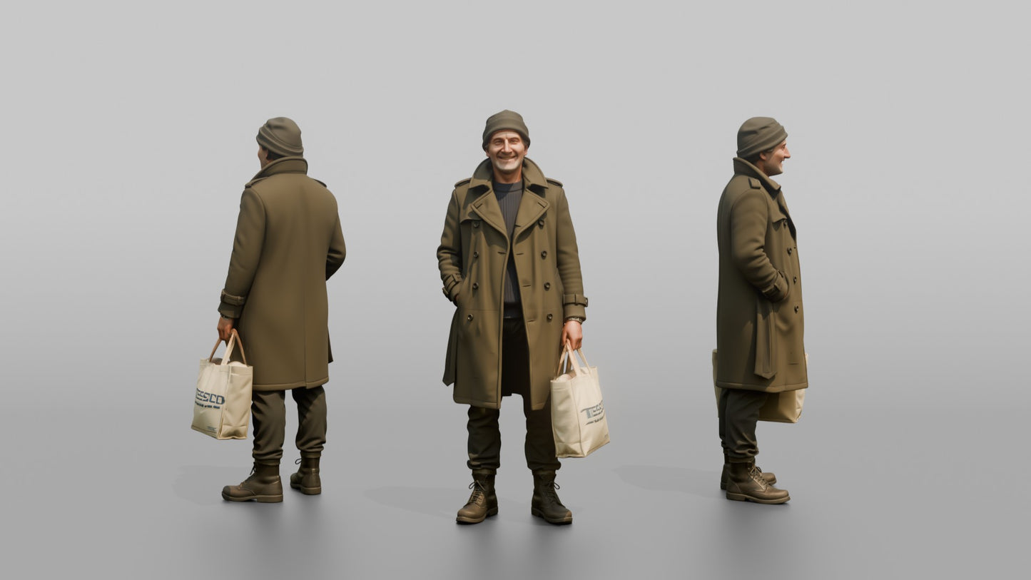 British Man Standing in a Winter Trench Coat
