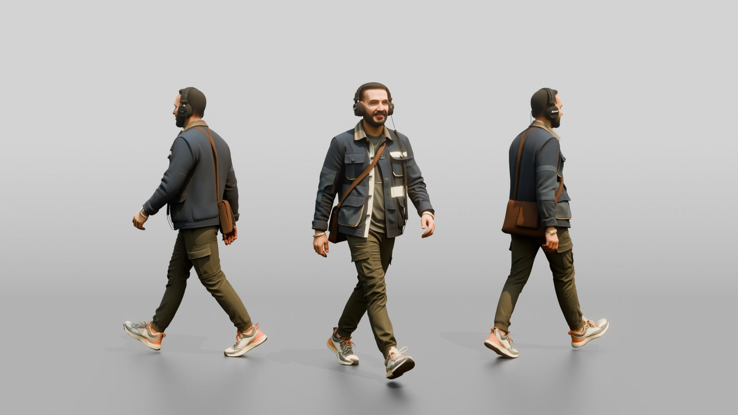 Commuter Walking with Headphones