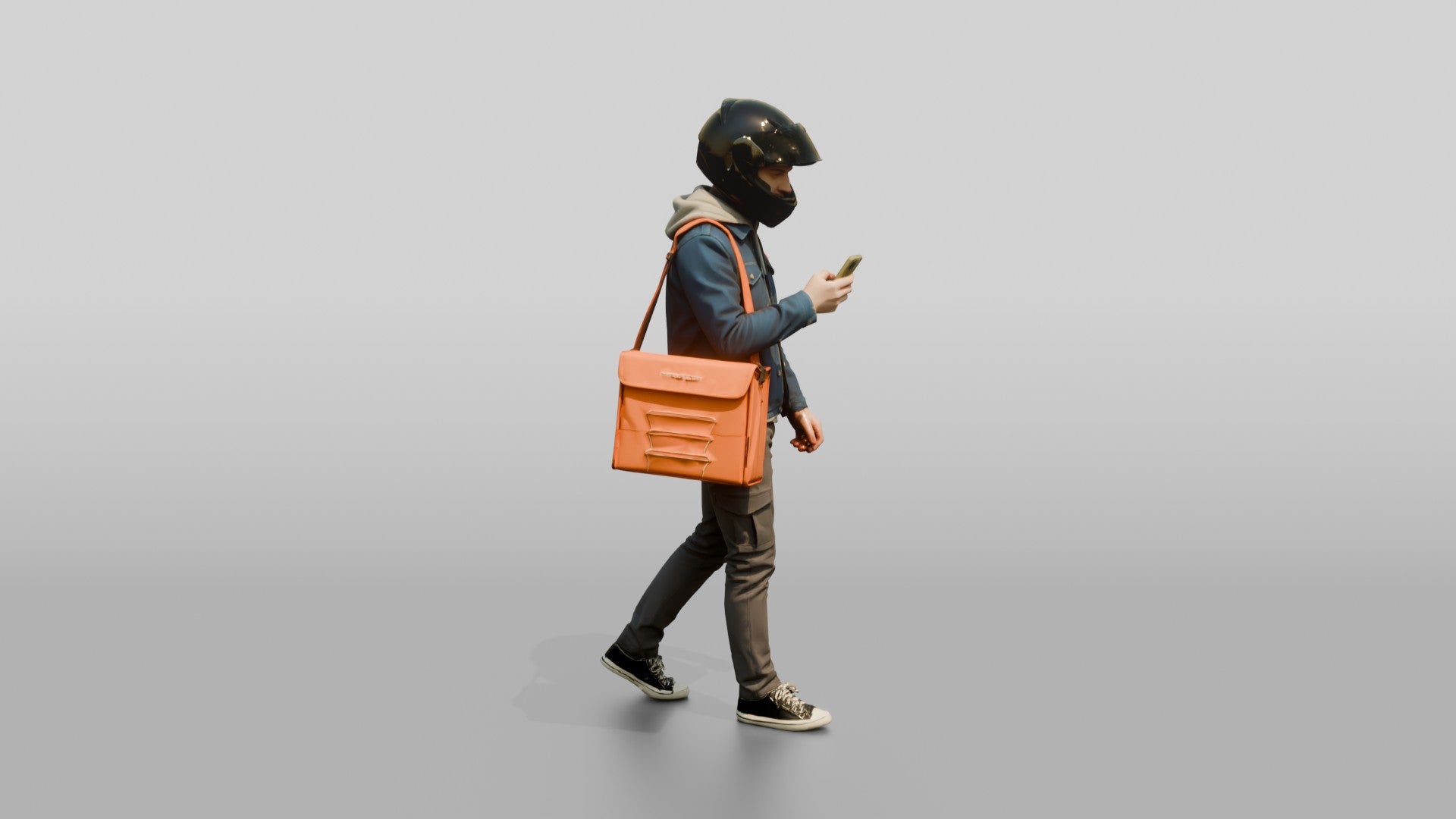 Helmeted Food Courier
