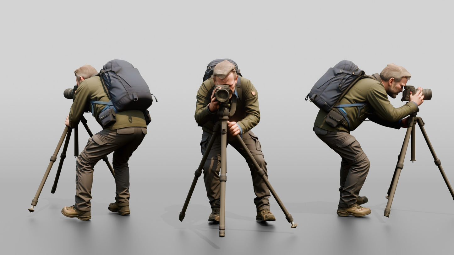 Man Setting Up Camera Tripod