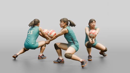 East Asian Female Volleyball Player in Teal Jersey