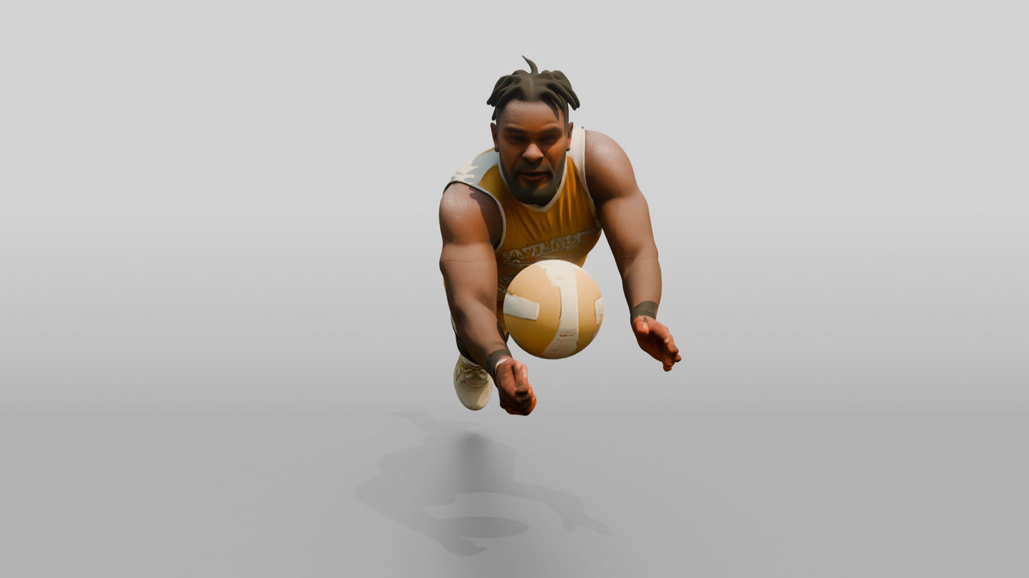 Black Male Volleyball Player in Gold and White Uniform