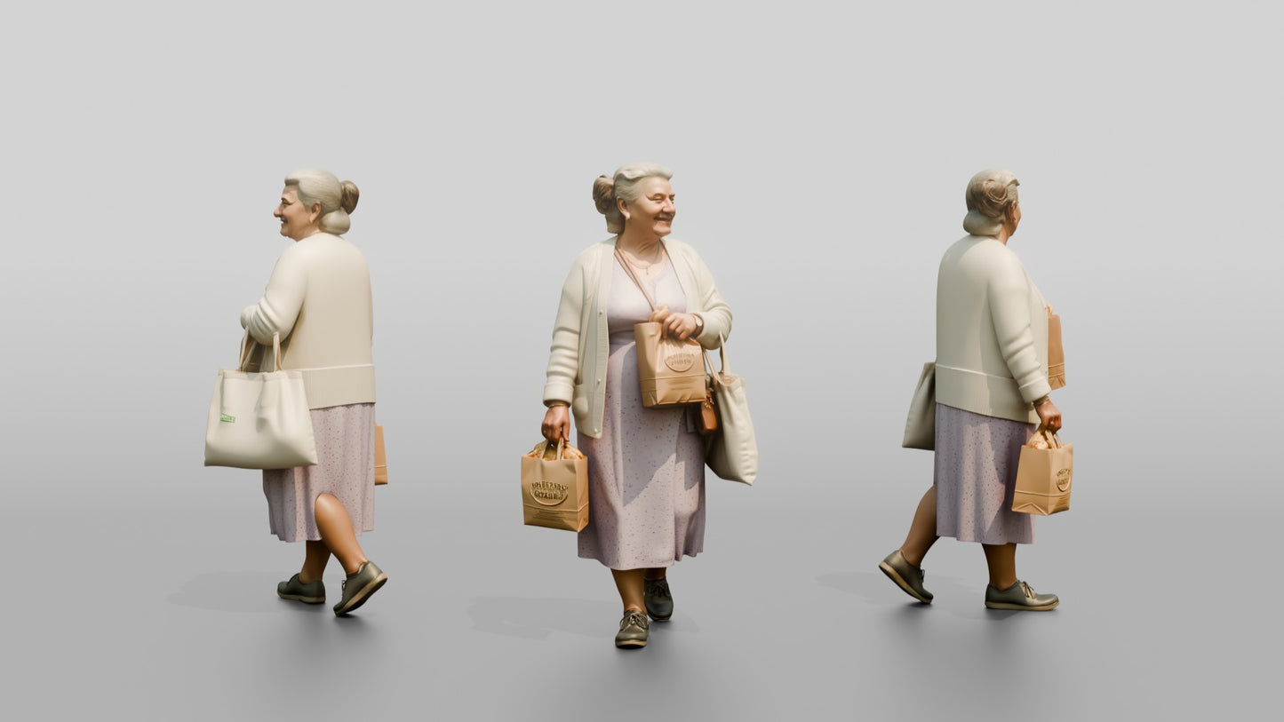 Elderly Curvy Greek Woman Holding Fresh Pastries