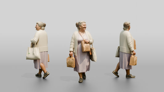 Elderly Curvy Greek Woman Holding Fresh Pastries
