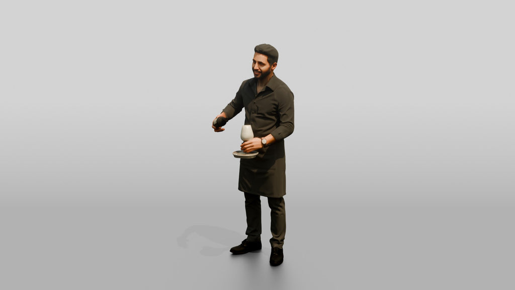 Server Holding a Bottle of Red Wine