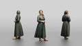 Middle Eastern Woman in Gold-Dot Pleated Skirt