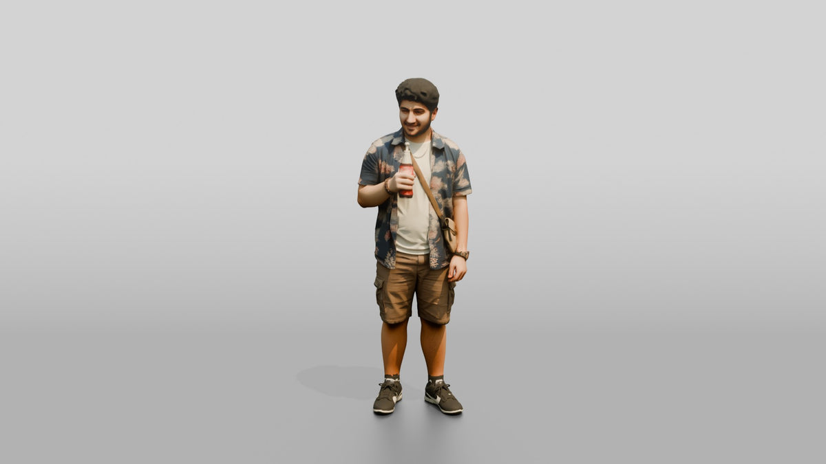 Stocky Young Lebanese Man by a Food Truck - 3D character model, view 5