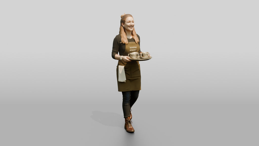 Barista Carrying Tray of Drinks
