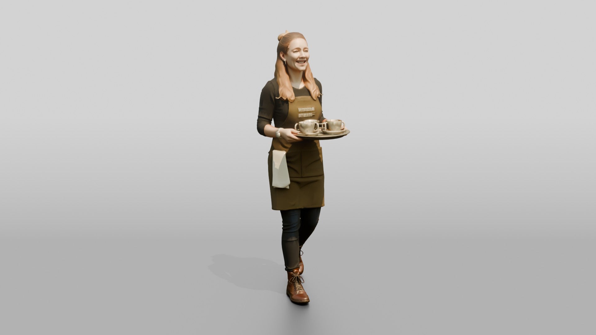 Barista Carrying Tray of Drinks
