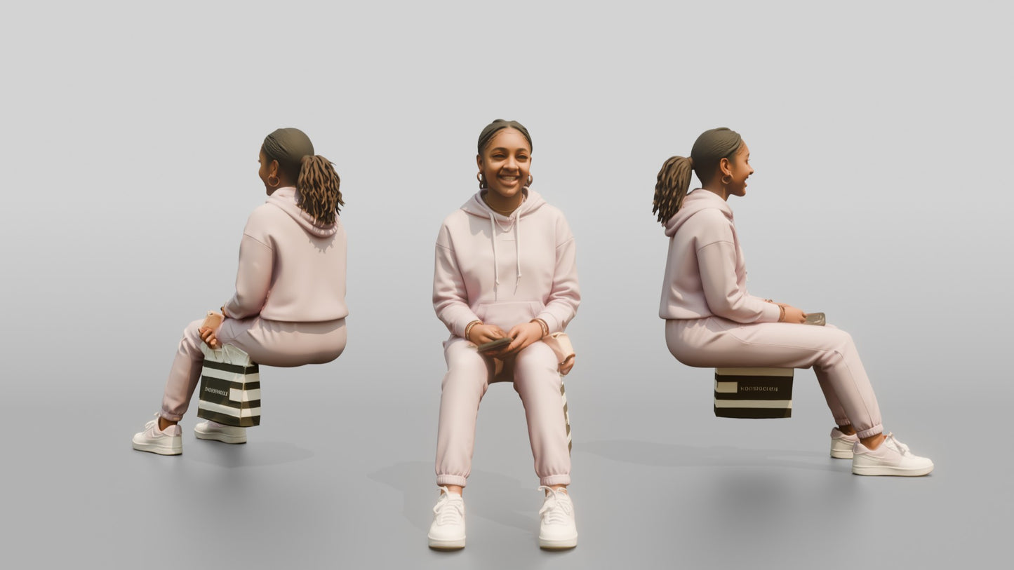 African-American Girl in Pastel Athleisure Set