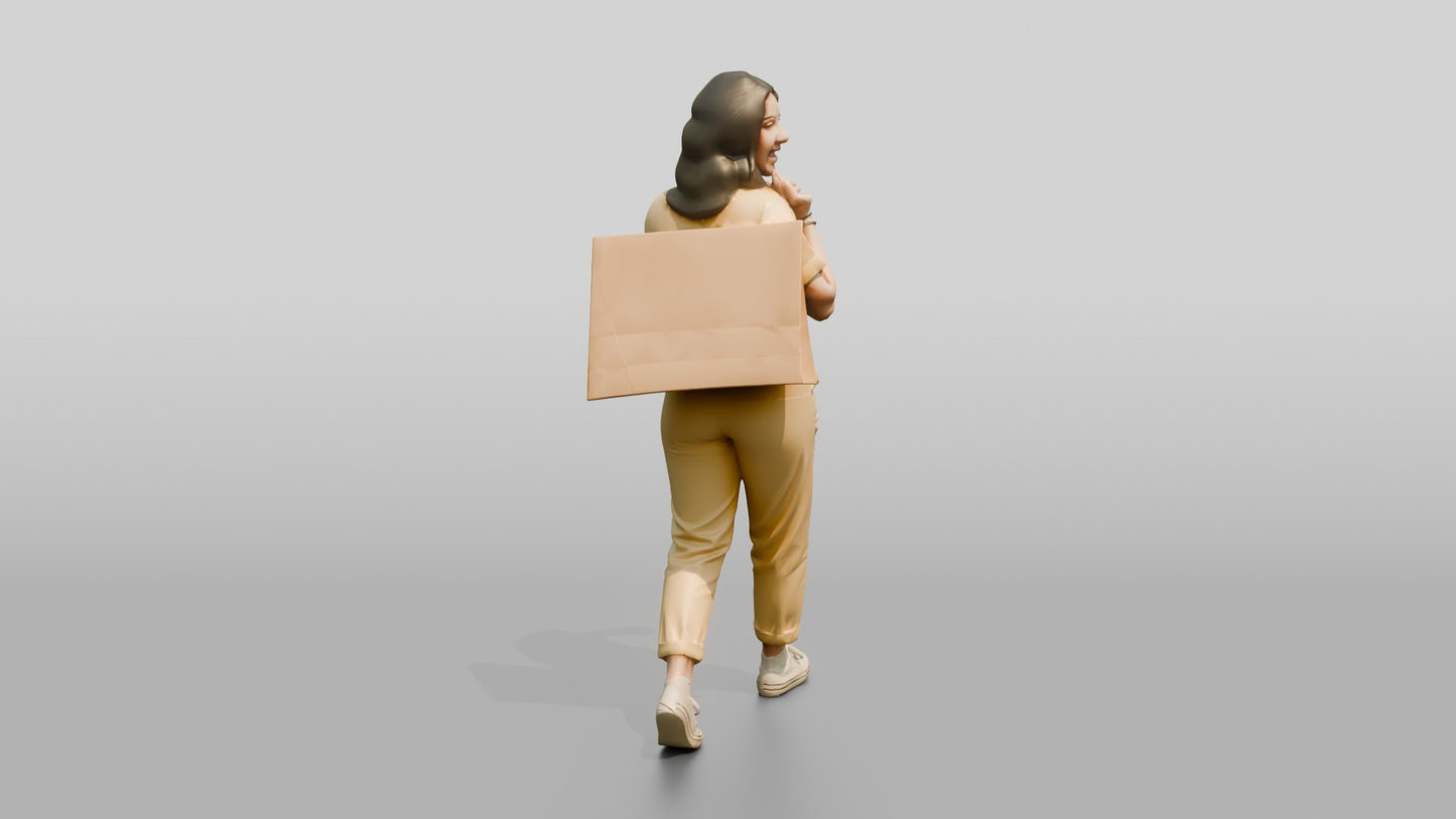 Curvy Greek Teenage Girl Laughing with a Shopping Bag