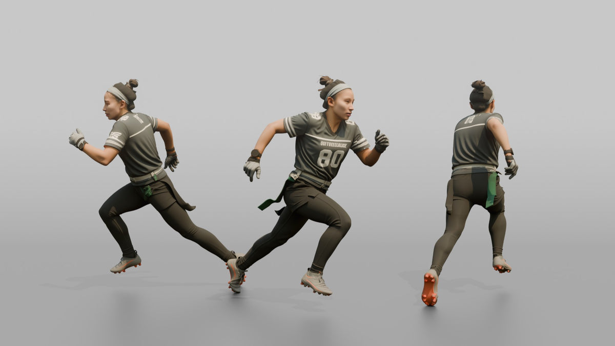 Wide Receiver Running a Deep Post Route - 3D character model