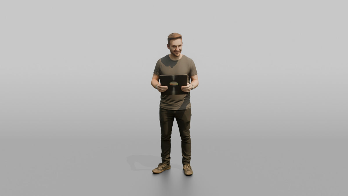 Club DJ Man Holding A Vinyl Record - 3D character model, view 5