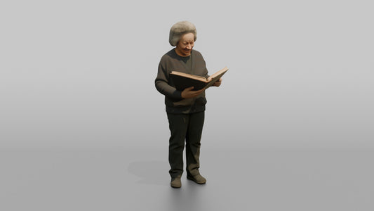 Grandmother Holding A Photo Album Open With Both Hands - 3D character model