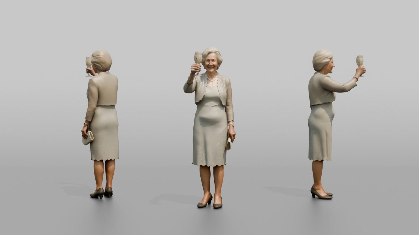 Elderly Wedding Guest Raising a Champagne Flute