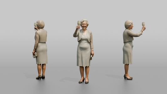 Elderly Wedding Guest Raising a Champagne Flute