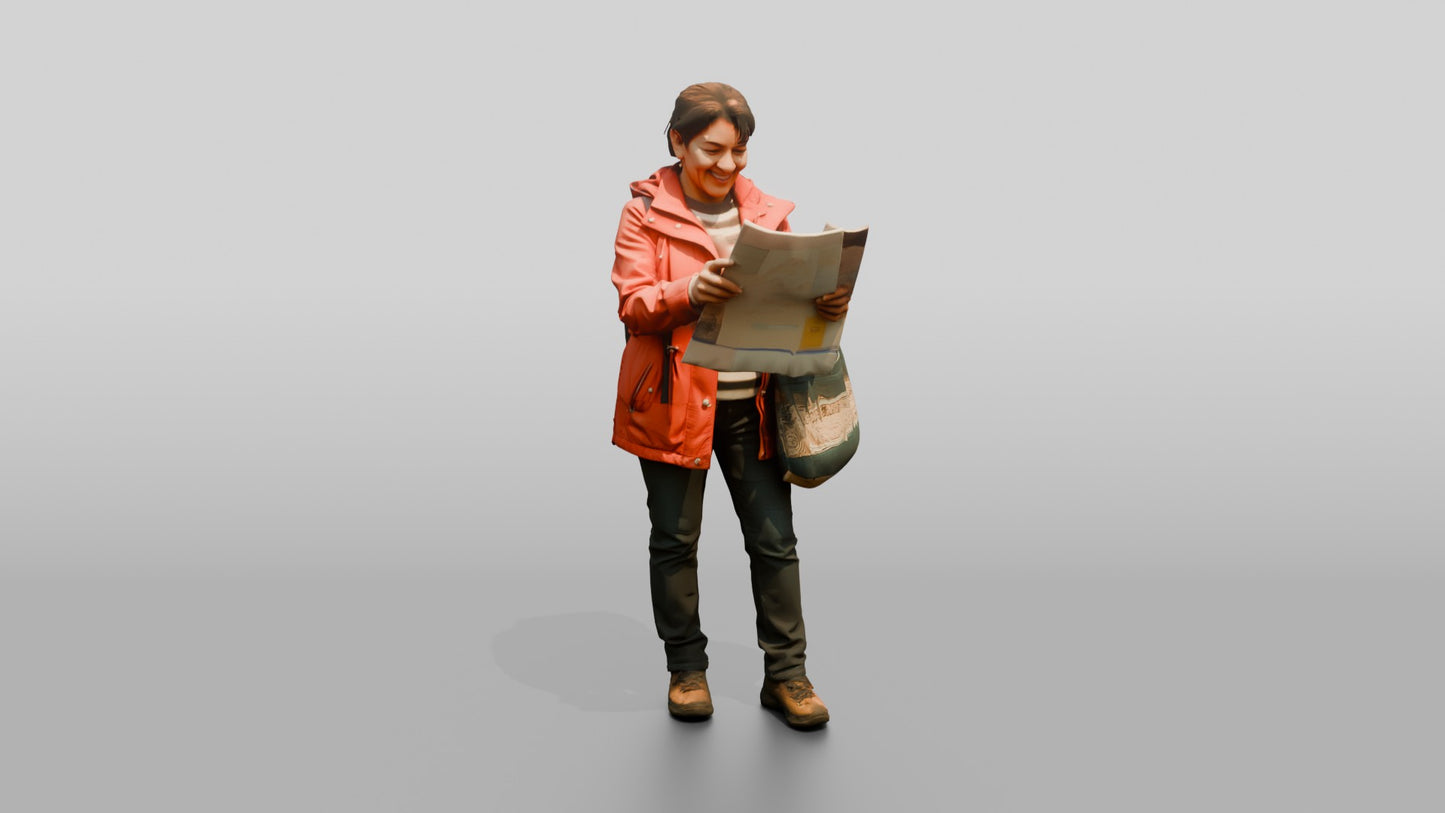Woman Navigating Busy Market