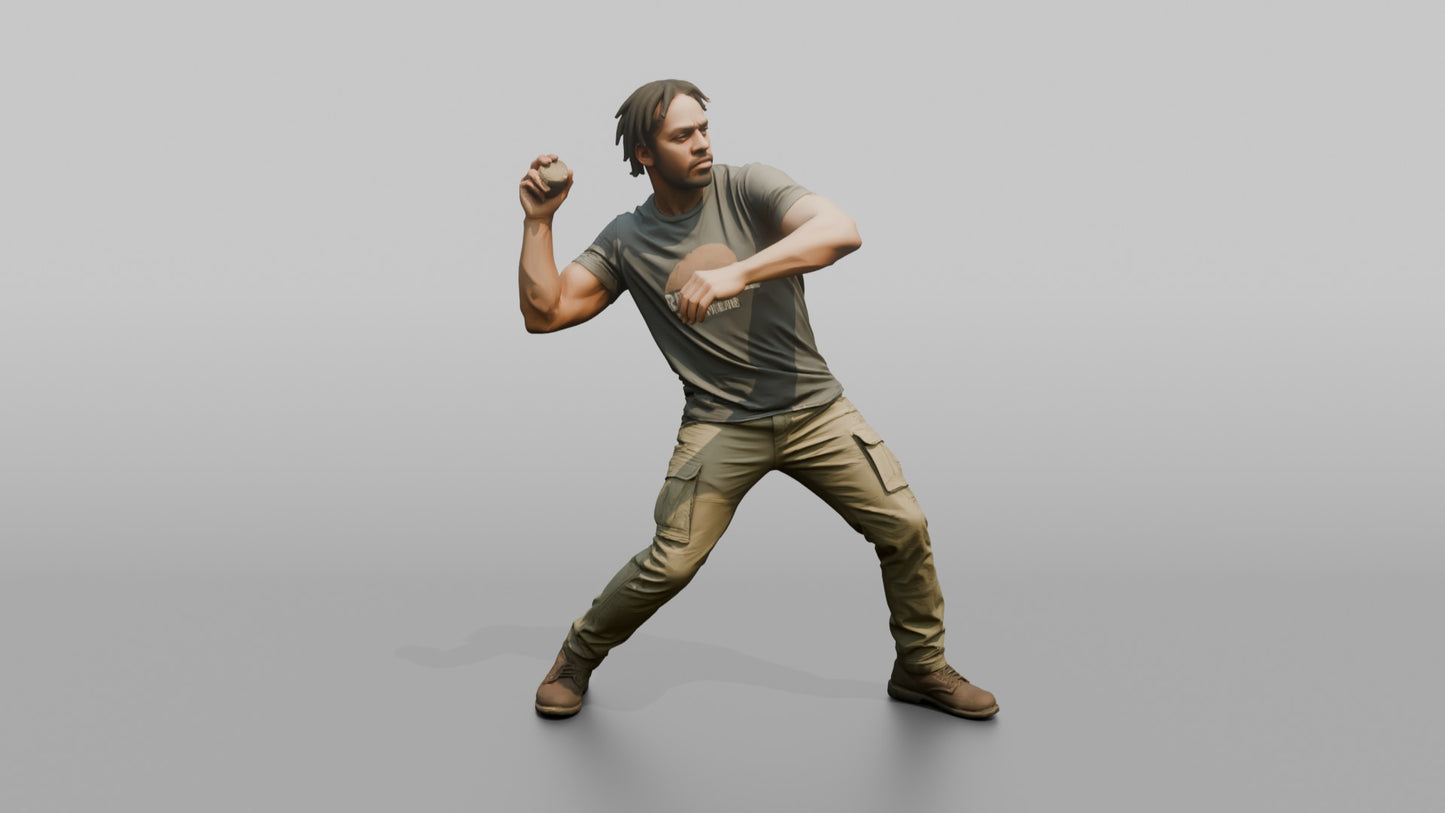 Protester Man Throwing a Punch