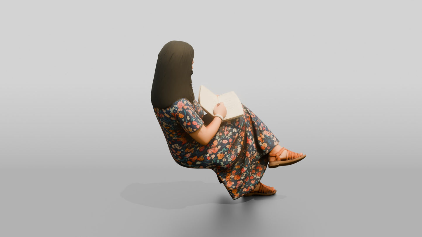 Plus-Size Portuguese Woman Sitting with a Notebook