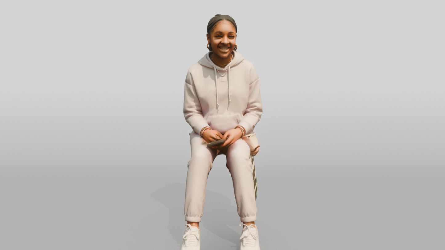 African-American Girl in Pastel Athleisure Set
