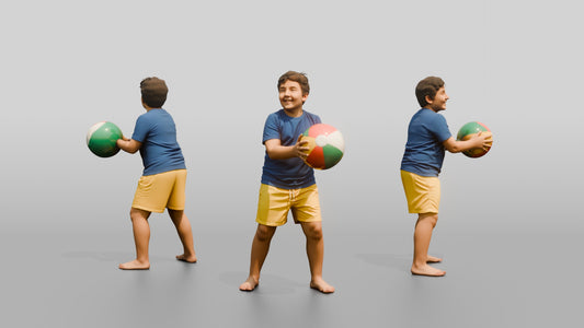 Plus-Size Cypriot Boy Holding an Inflatable Beach Ball